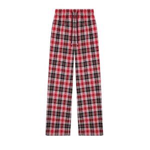 B.Sure Red And Black Plaid Casual Pants